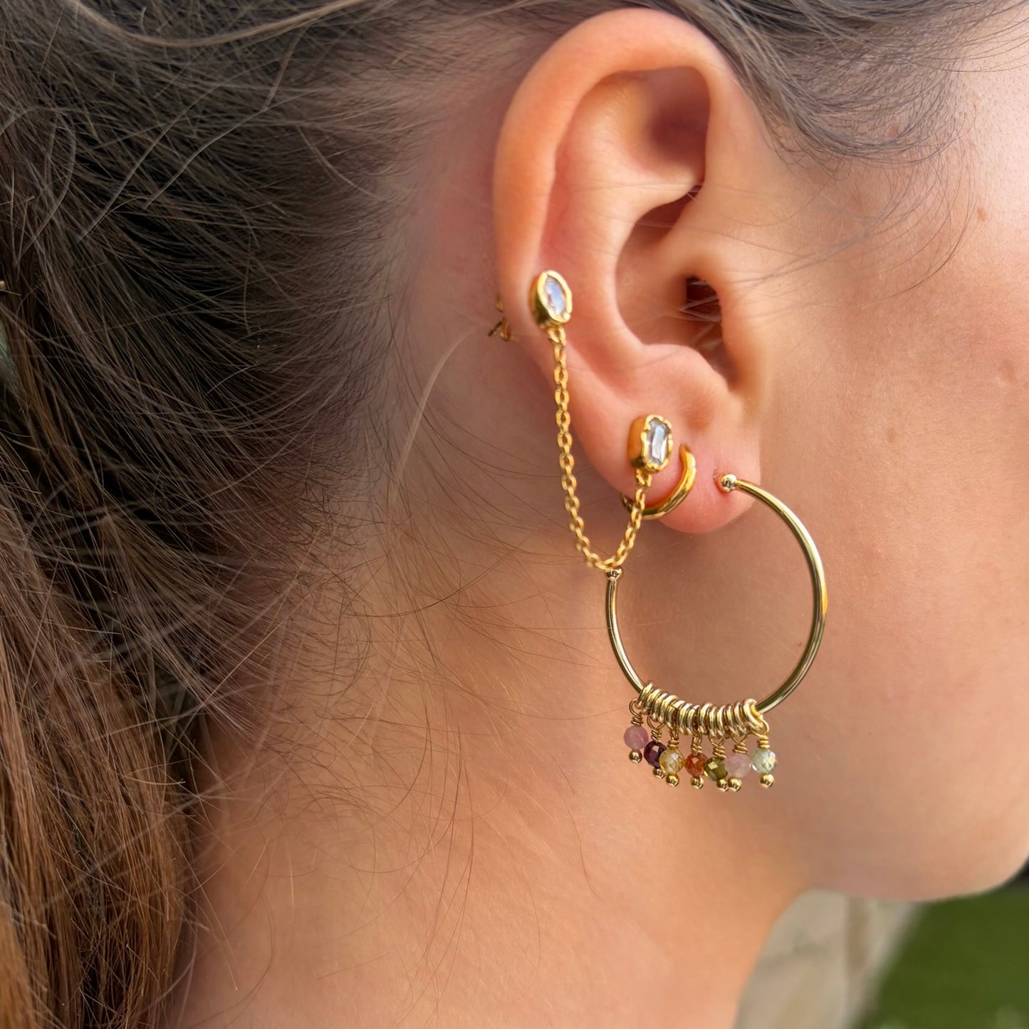 Berry 7-Bead Midi Hoop Earrings