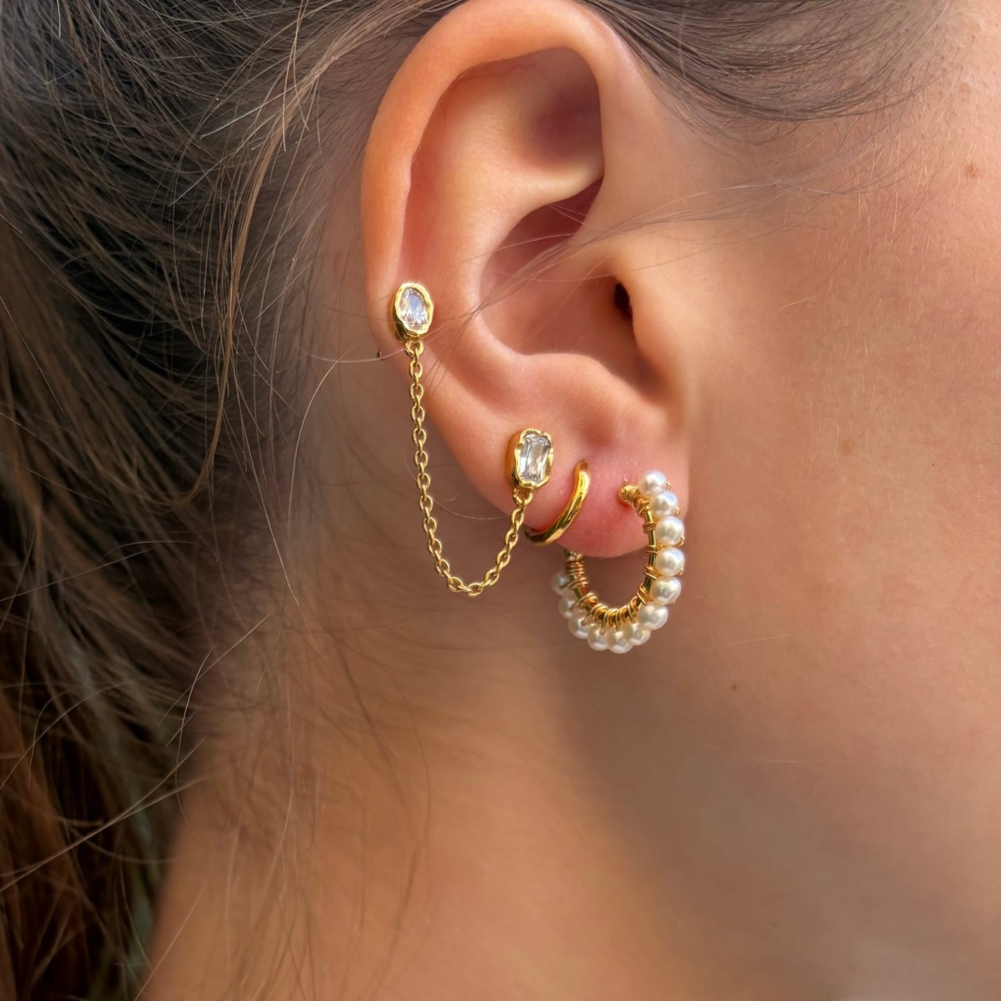 Freshwater Pearl Mini Hoop Beaded Earrings