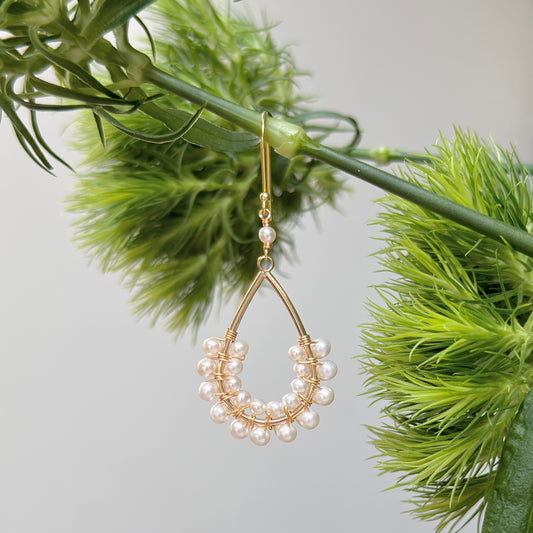 Freshwater Pearl 1/2 Teardrop Beaded Earrings