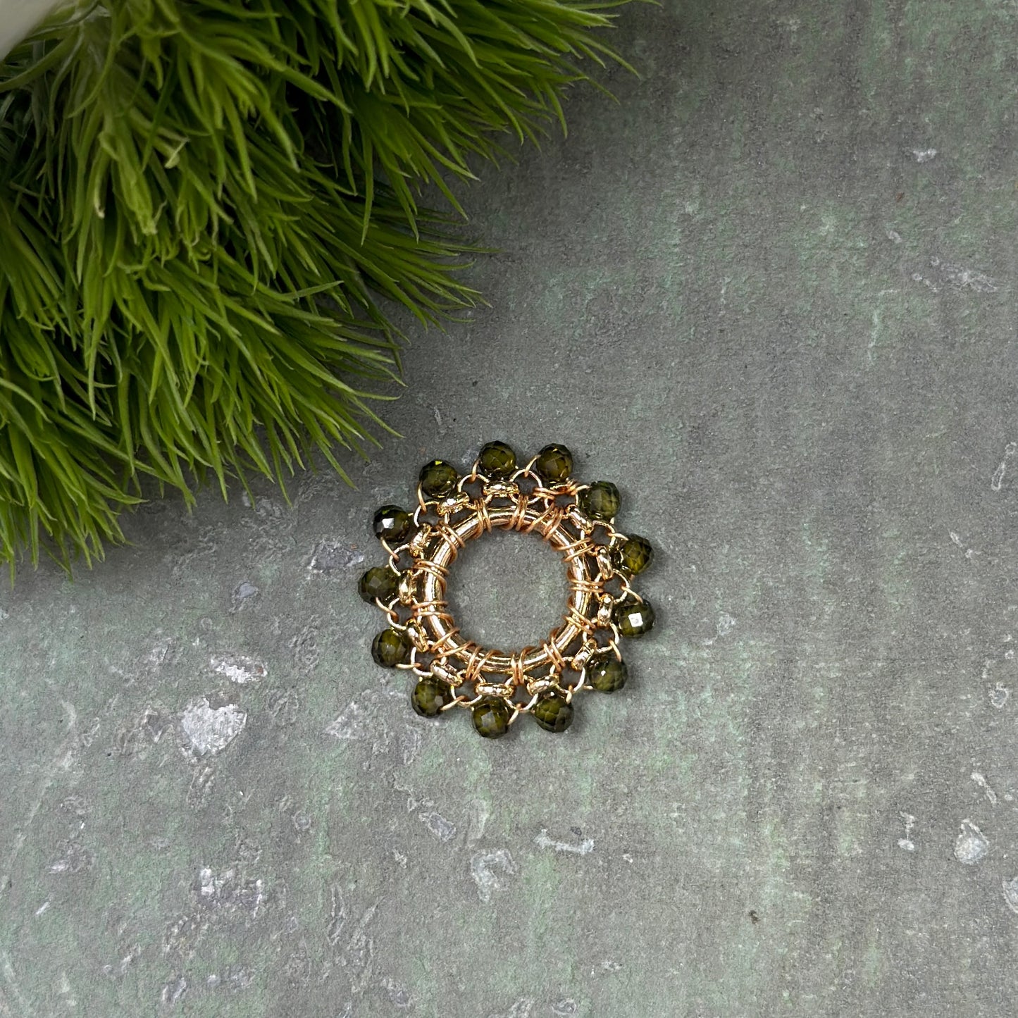 Olive Green Peridot Midi Rolo Pendant For Necklace Chain