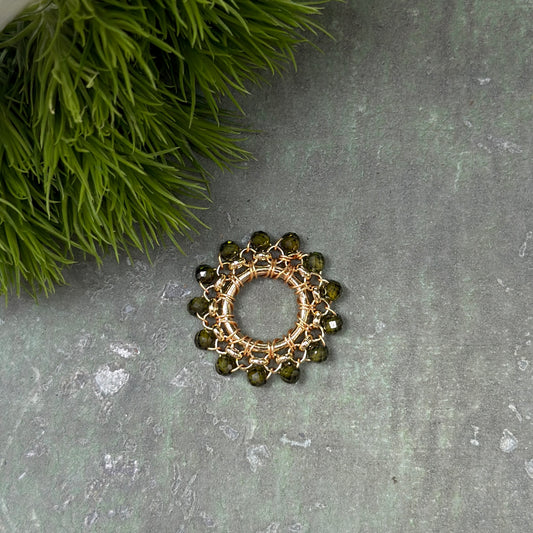 Olive Green Peridot Midi Rolo Pendant For Necklace Chain