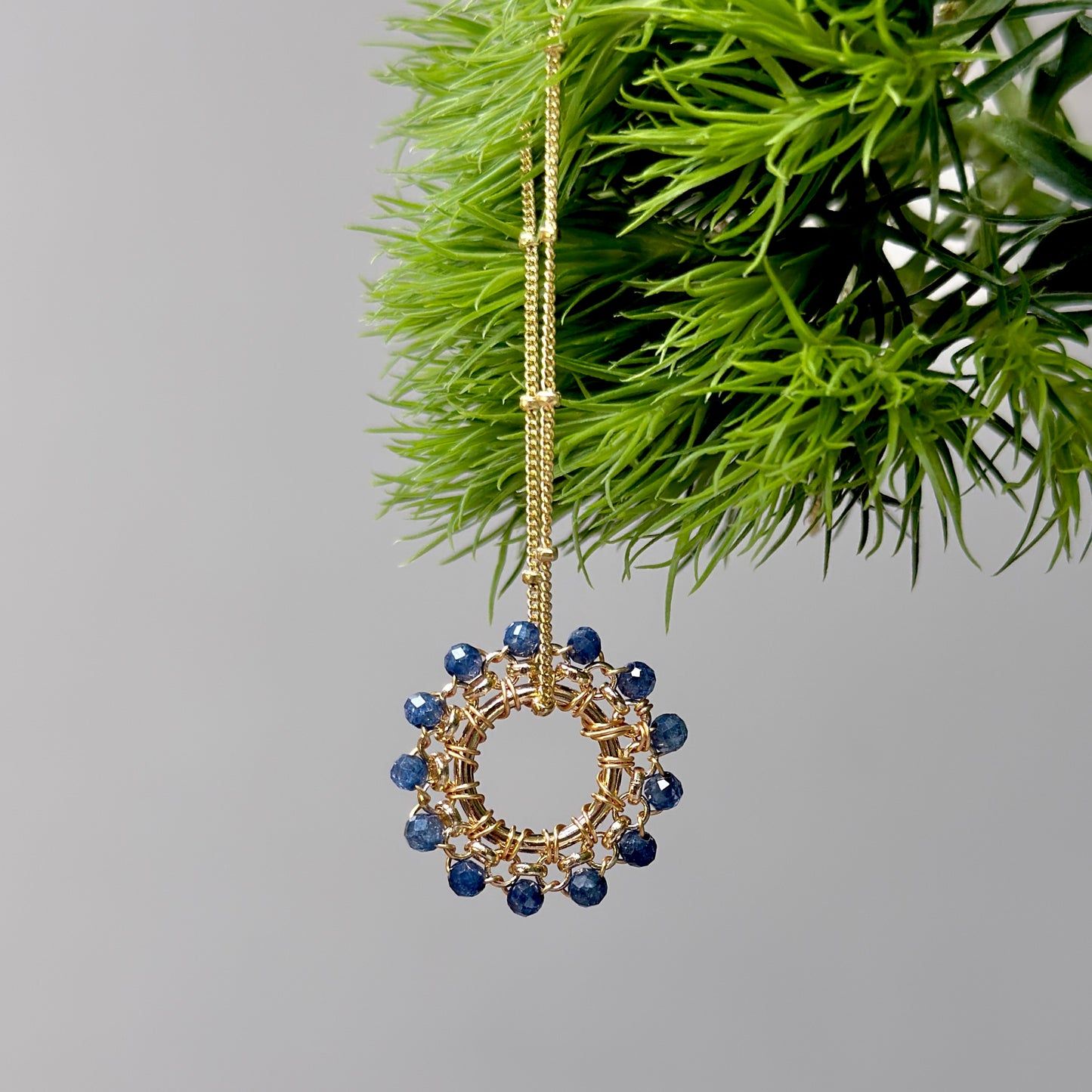 Airforce Blue Quartz Midi Rolo Pendant For Necklace Chain