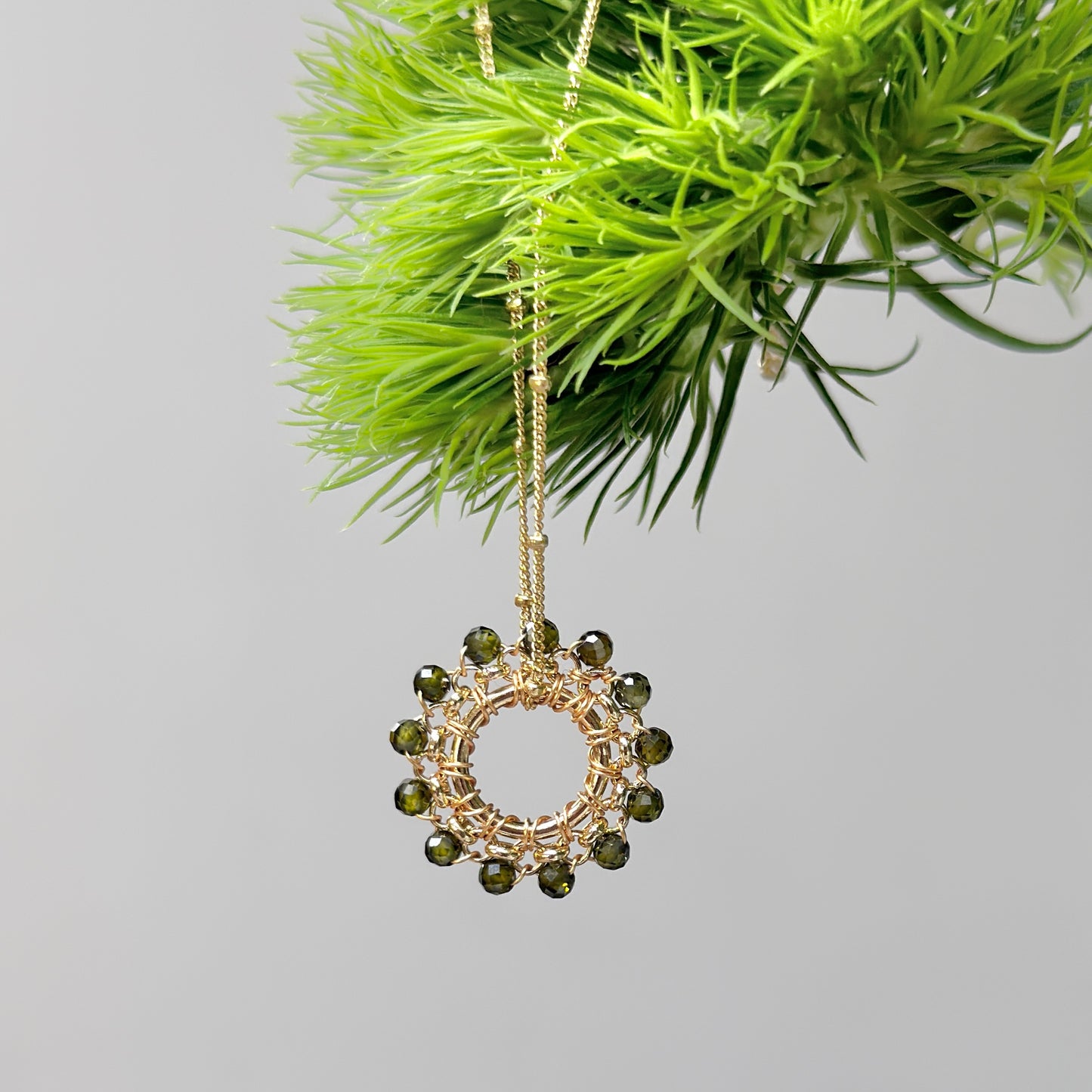 Olive Green Peridot Midi Rolo Pendant For Necklace Chain
