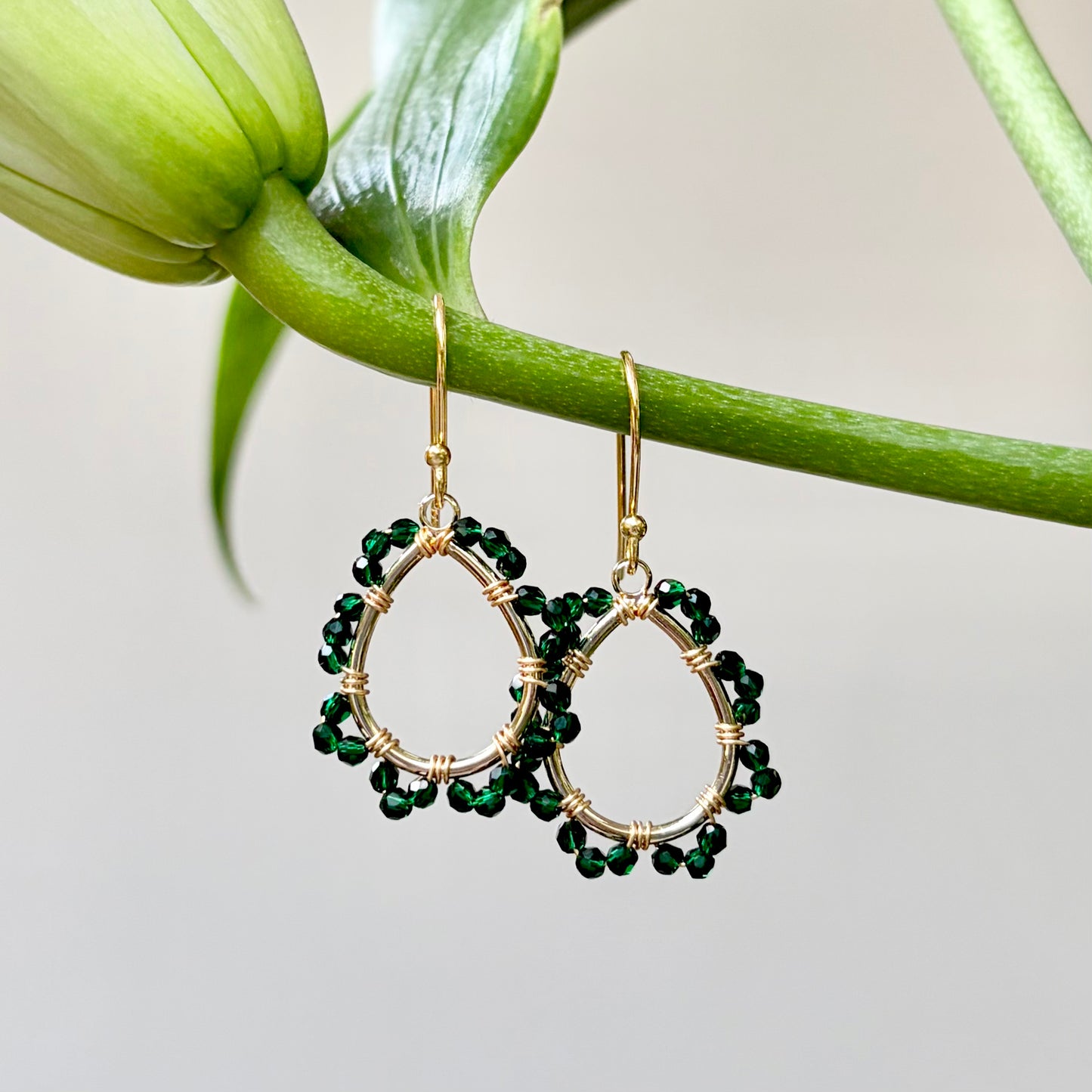 Emerald Green Jade Mini Swirl Teardrop Earrings