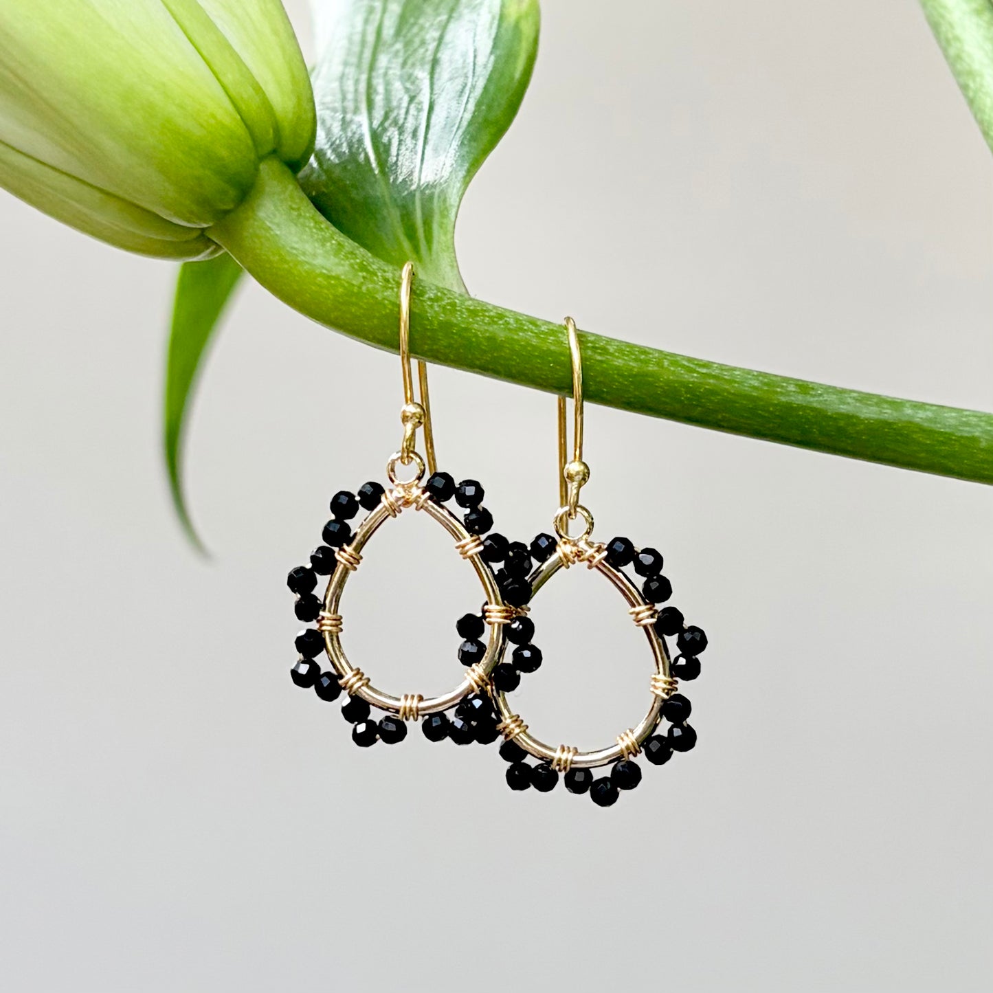 Black Onyx Mini Swirl Teardrop Earrings