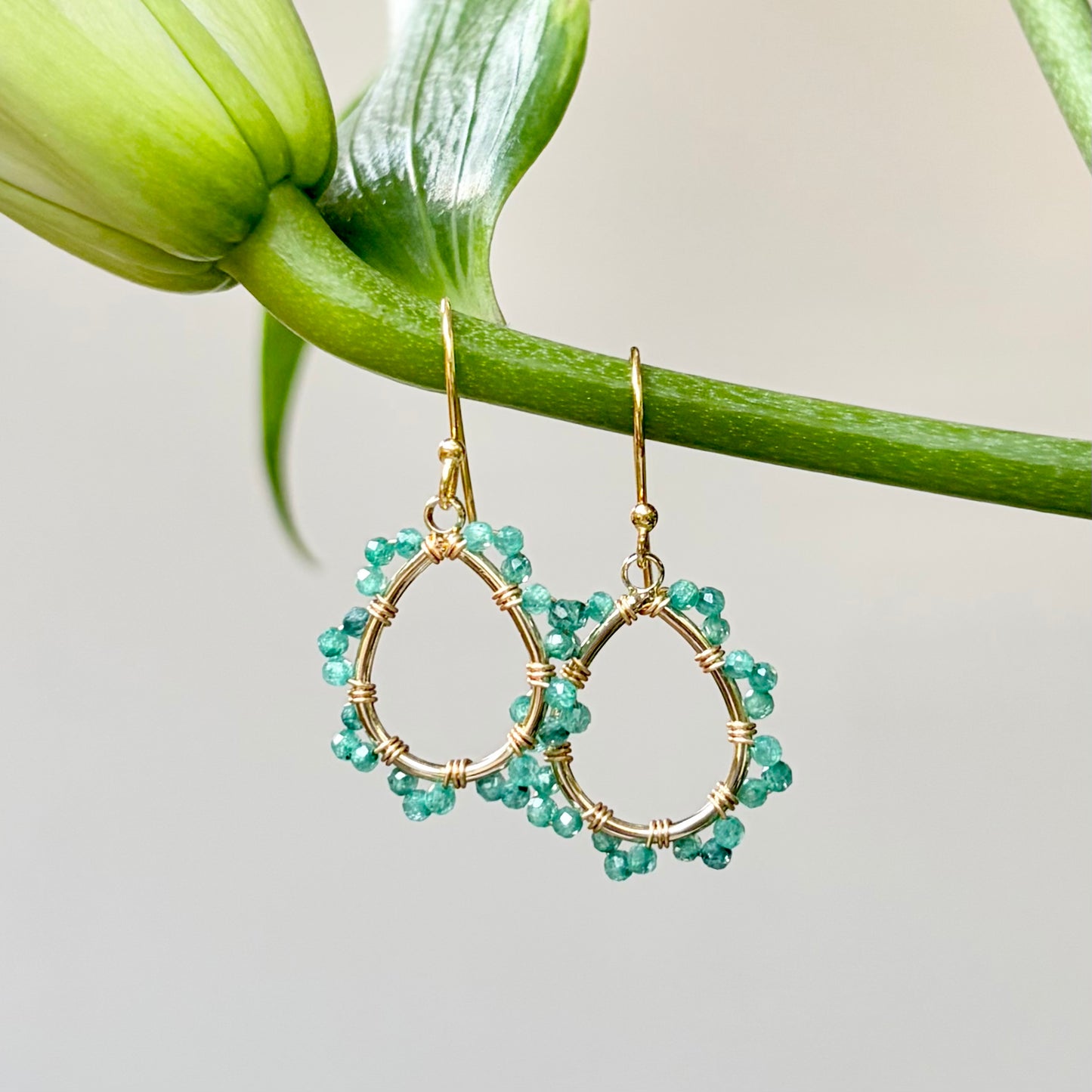 Mint Green Jade Mini Swirl Teardrop Earrings