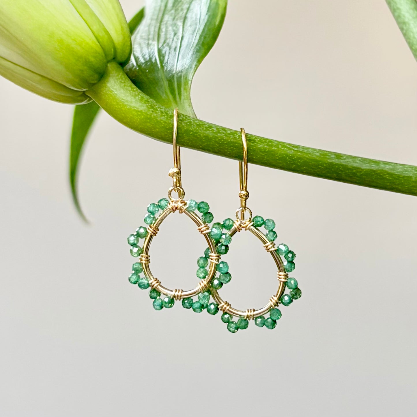 Apple Green Jade Mini Swirl Teardrop Earrings