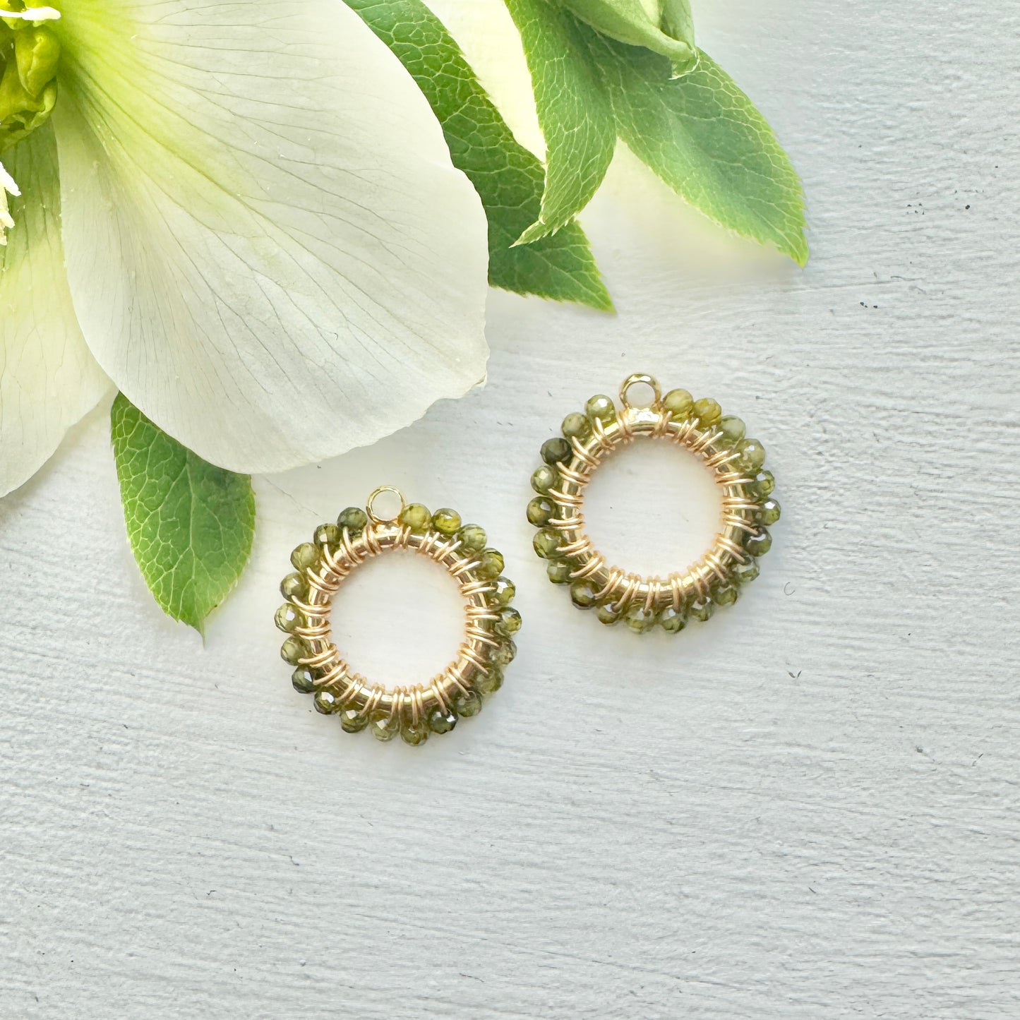 Olive Green Peridot Mini Charms (extra charms for CKC mini hoop & charm set)