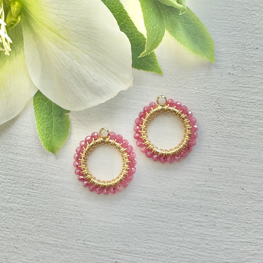 Candy Pink Garnet Mini Charms (extra charms for CKC mini hoop & charm set)