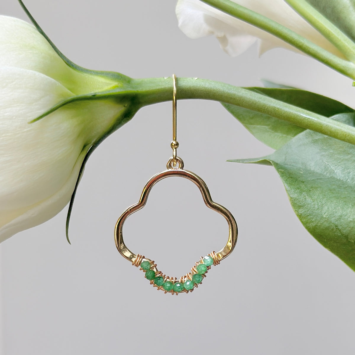 Apple Green Jade Mini Clover Earrings