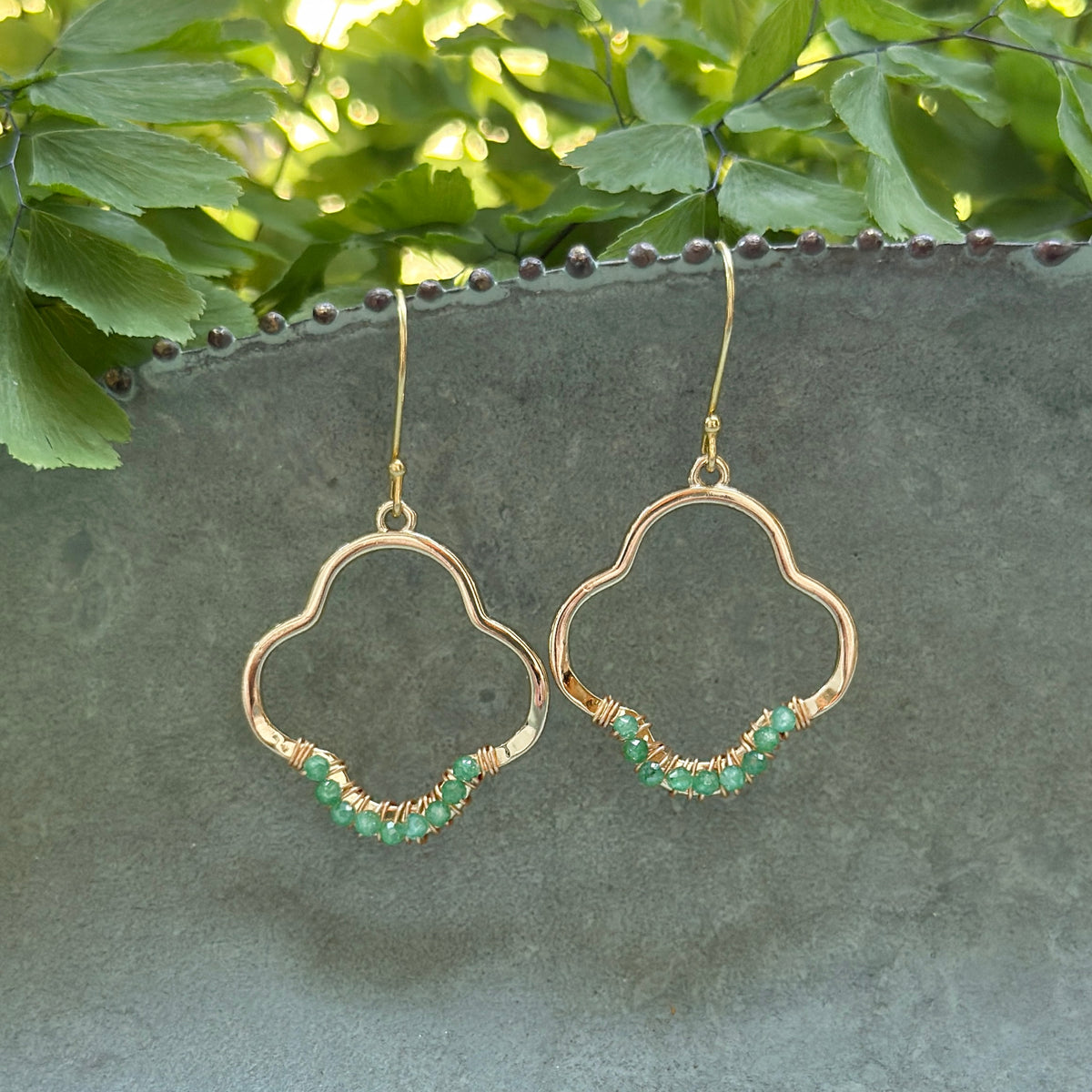 Apple Green Jade Mini Clover Earrings