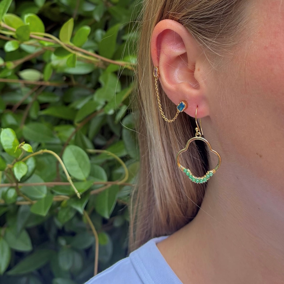 Apple Green Jade Mini Clover Earrings