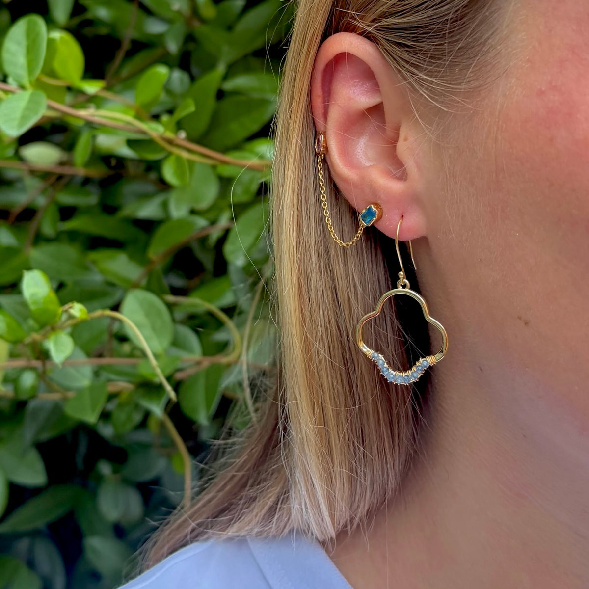Airforce Blue Quartz Mini Clover Earrings