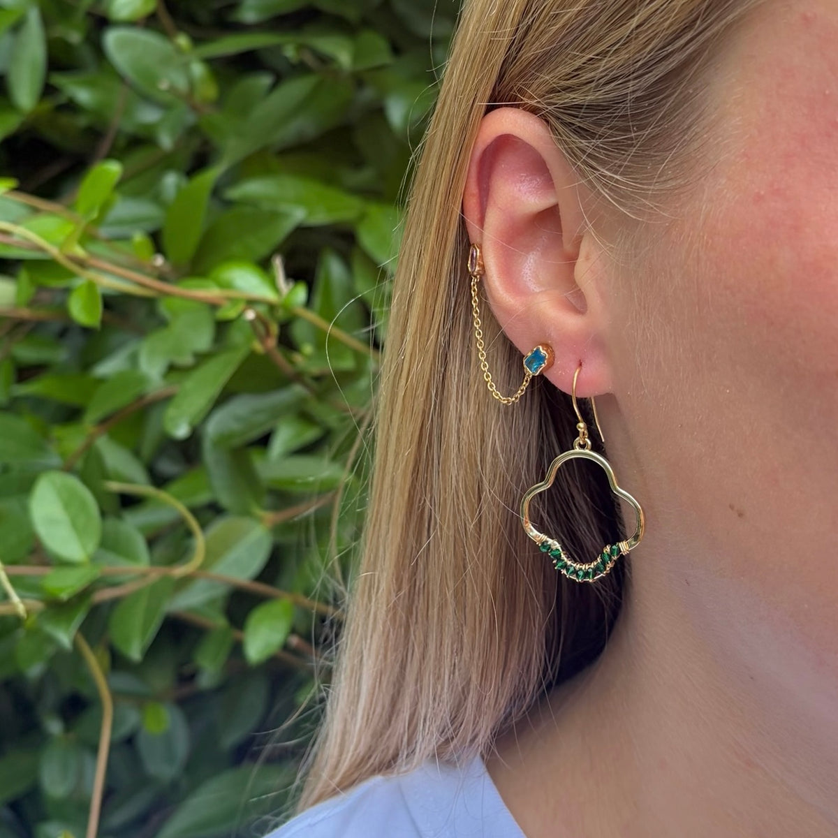 Emerald Green Jade Mini Clover Earrings