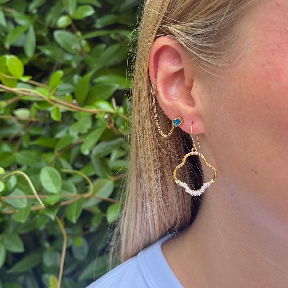 Freshwater Pearl Mini Clover Earrings