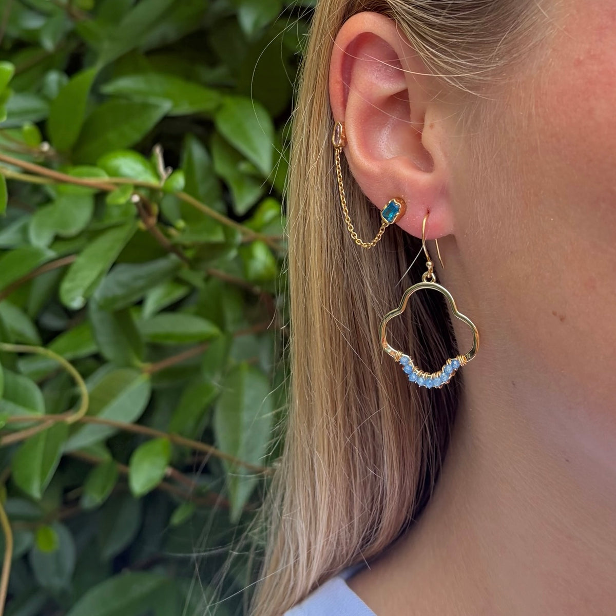 Dark Cornflower Blue Kyanite Mini Clover Earrings