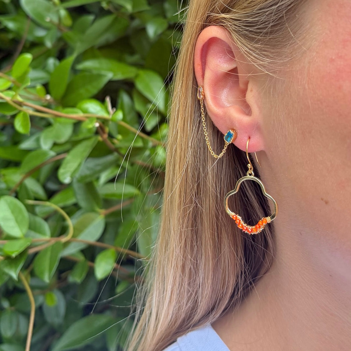Orange Carnelian Mini Clover Earrings