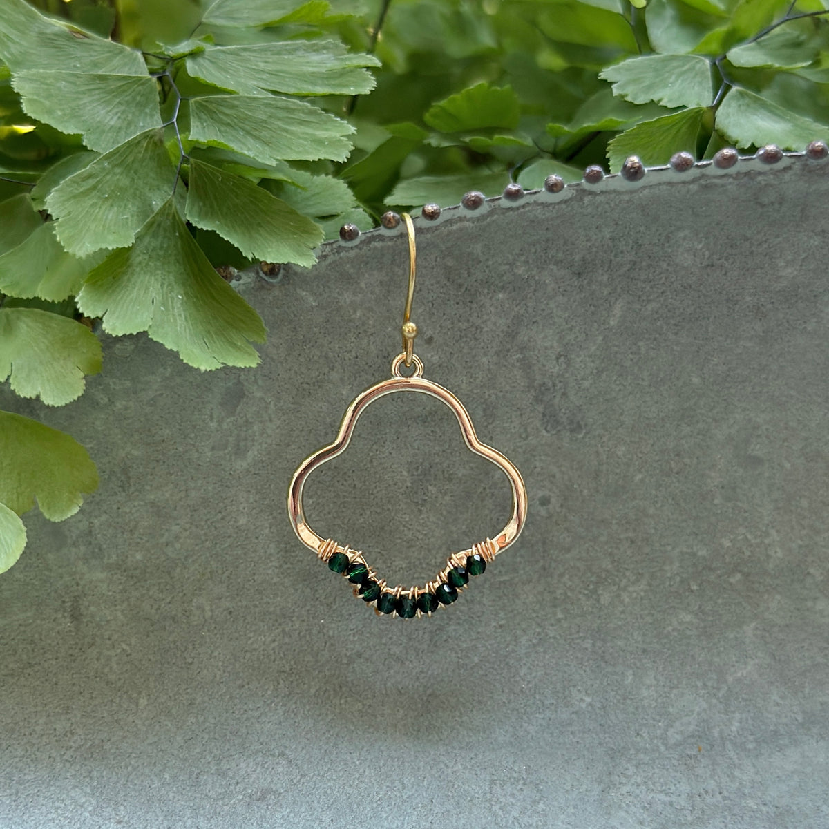 Emerald Green Jade Mini Clover Earrings
