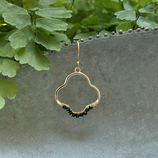 Emerald Green Jade Mini Clover Earrings