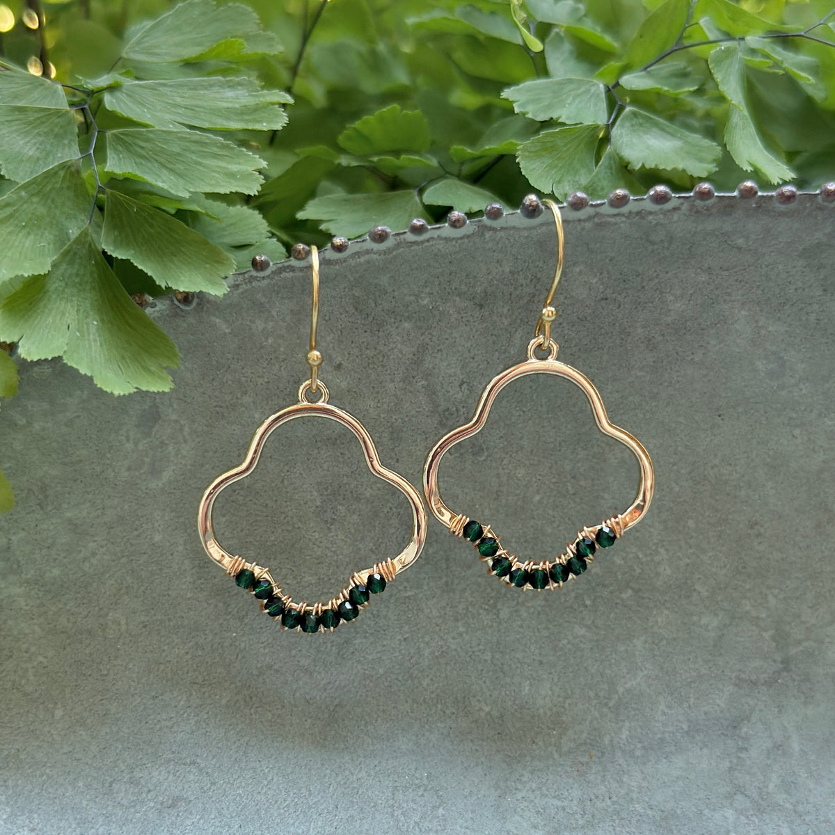 Emerald Green Jade Mini Clover Earrings
