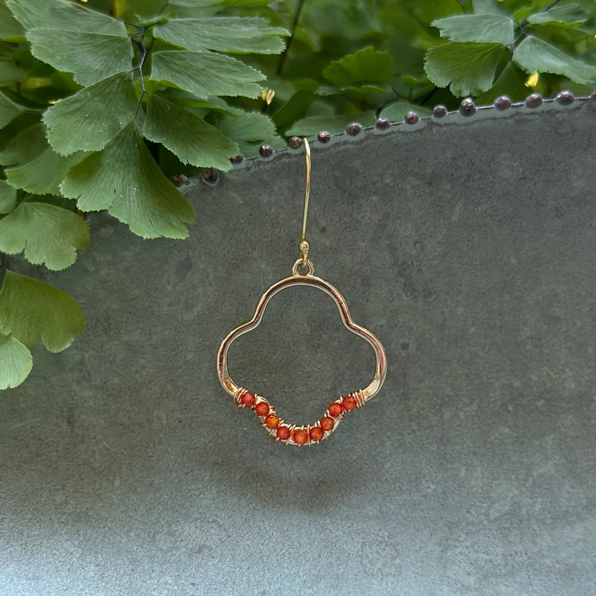 Orange Carnelian Mini Clover Earrings