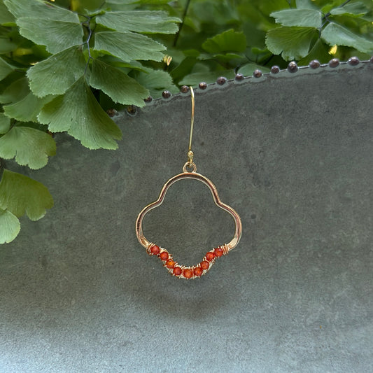 Orange Carnelian Mini Clover Earrings