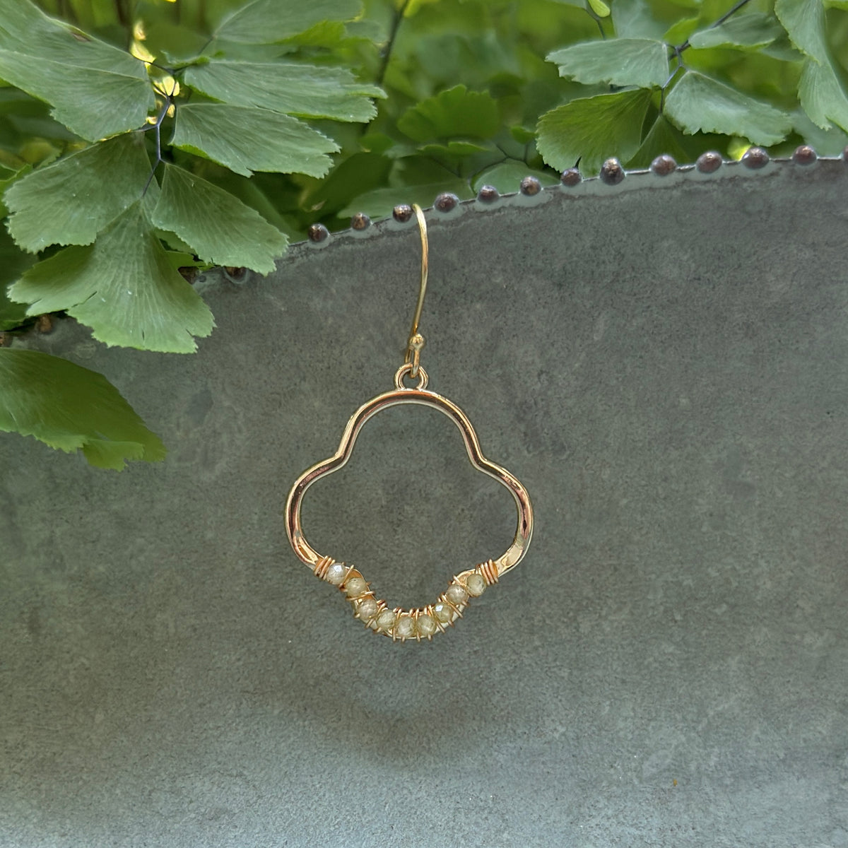 Pale Peridot Mini Clover Earrings