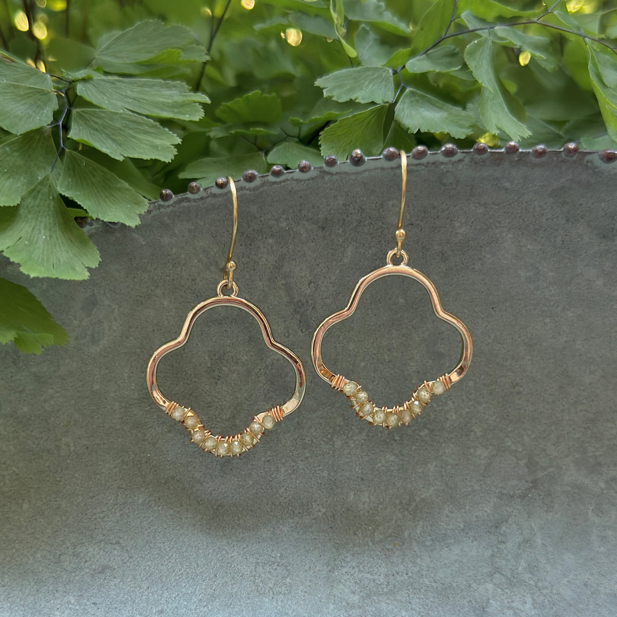Pale Peridot Mini Clover Earrings