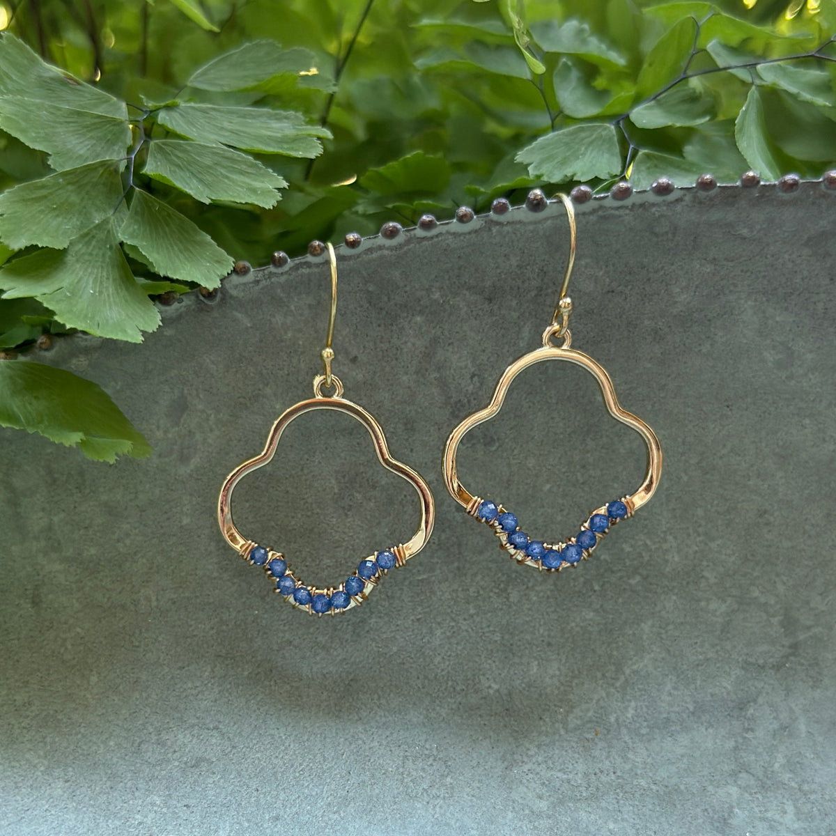 Royal Blue Azurite Mini Clover Earrings