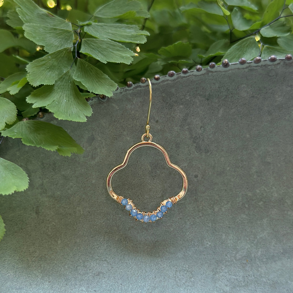 Dark Cornflower Blue Kyanite Mini Clover Earrings