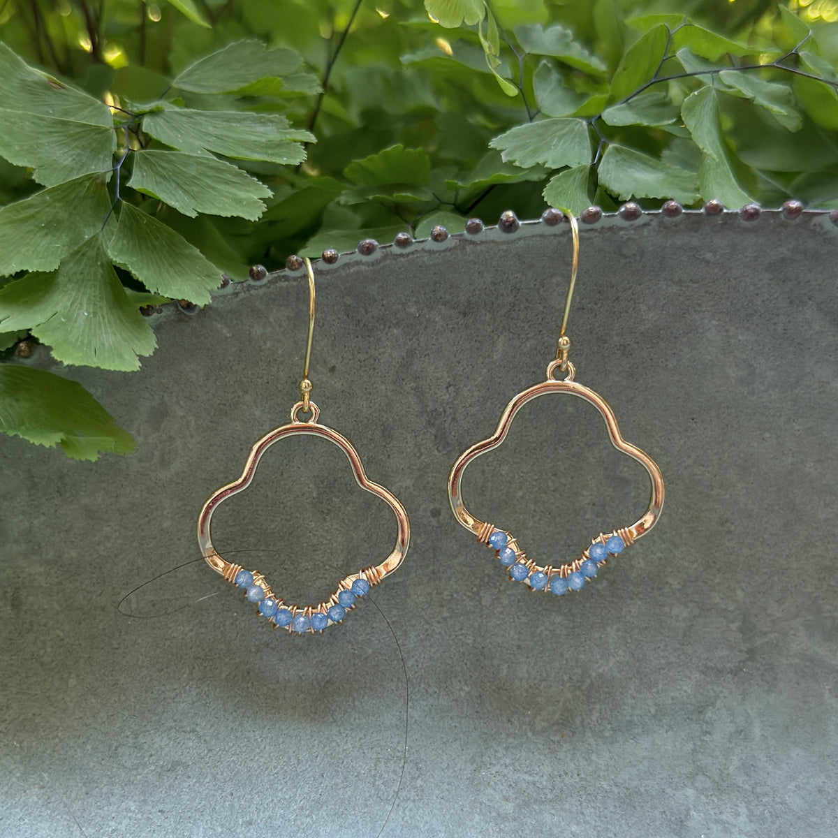 Dark Cornflower Blue Kyanite Mini Clover Earrings