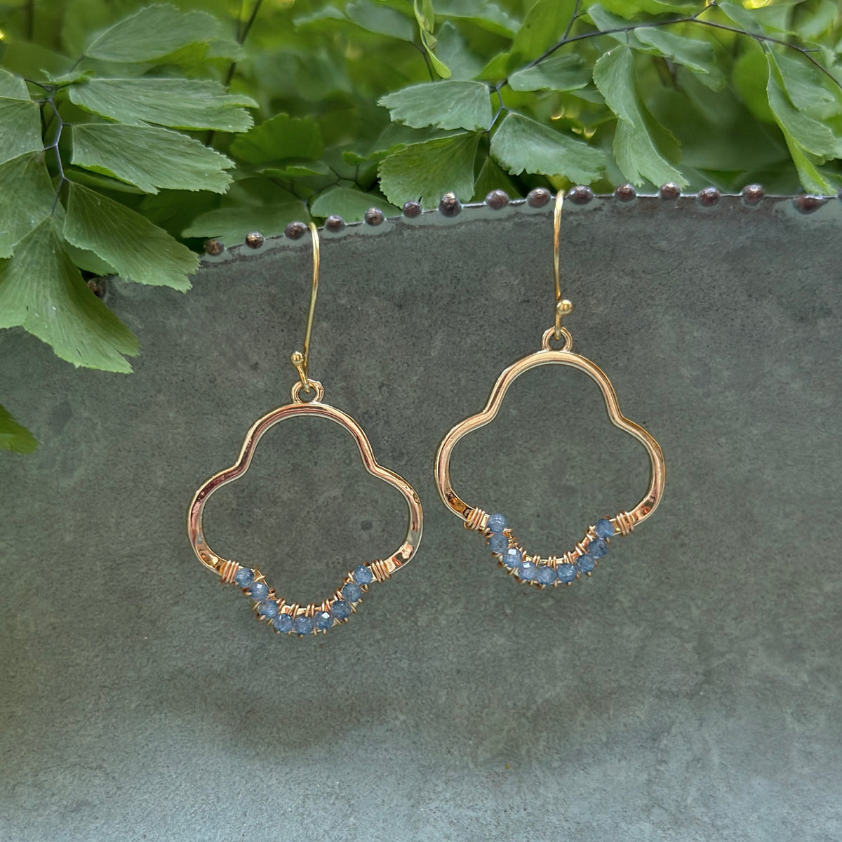 Airforce Blue Quartz Mini Clover Earrings
