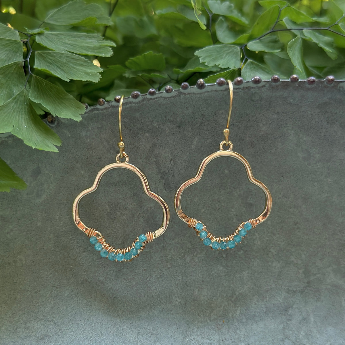Ocean Agate Mini Clover Earrings