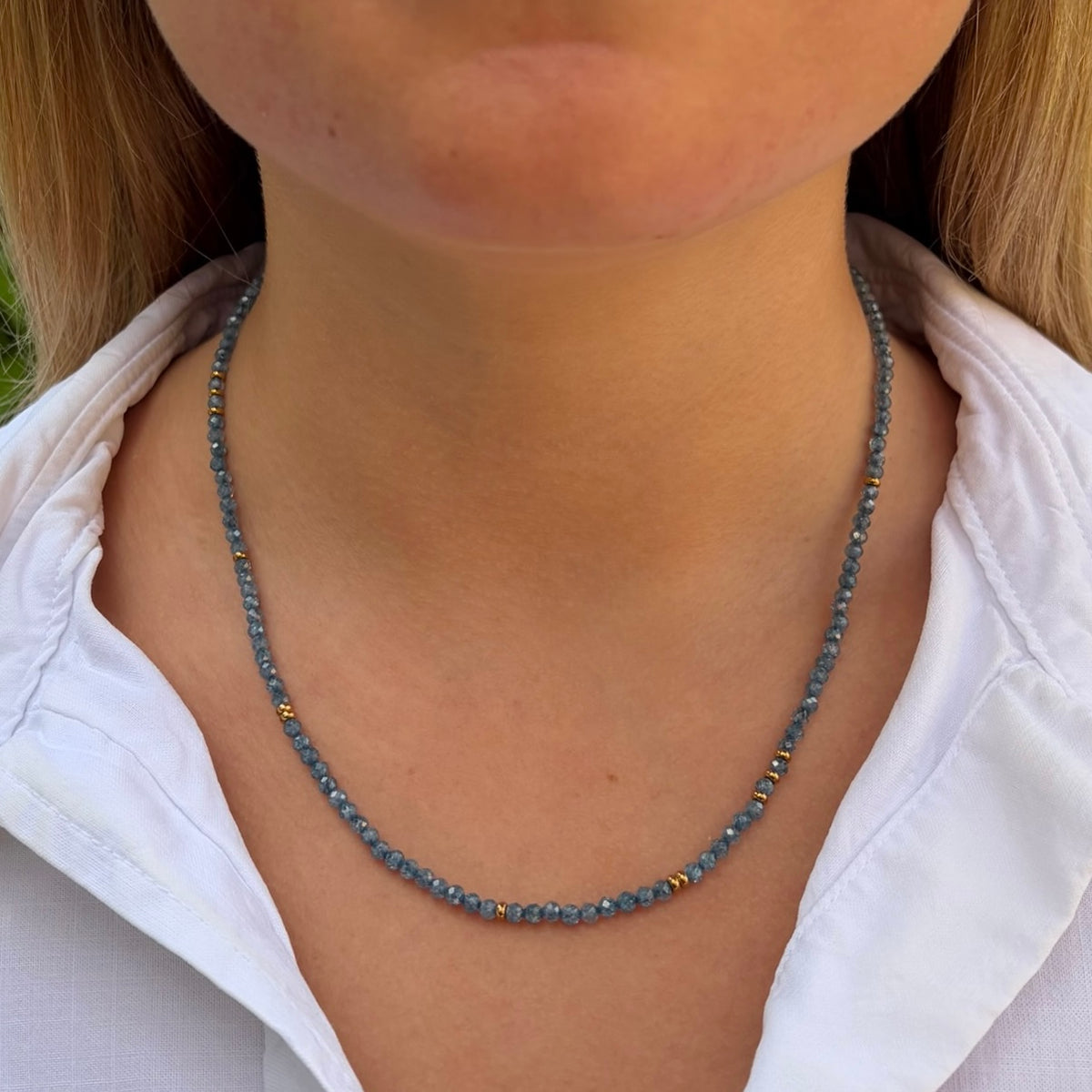 Airforce Blue Quartz Gemstone Necklace