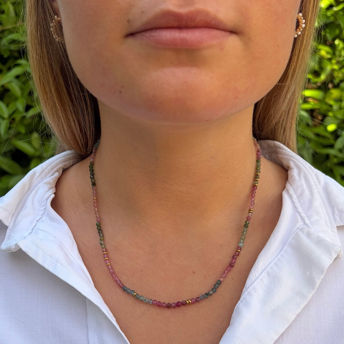 Watermelon Tourmaline Gemstone Necklace