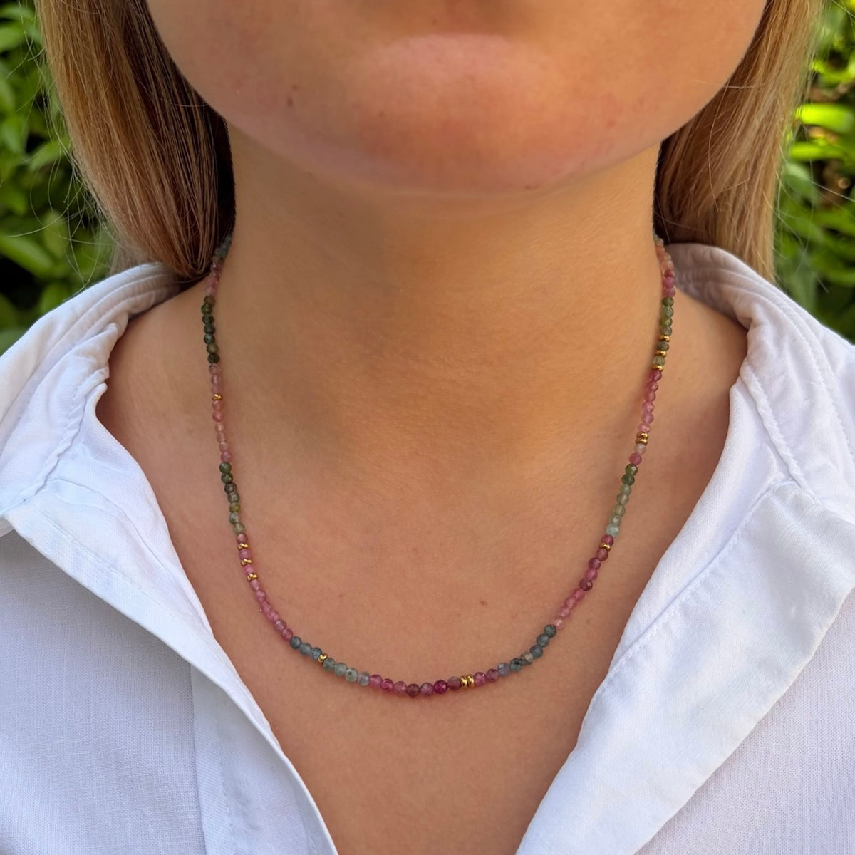Watermelon Tourmaline Gemstone Necklace
