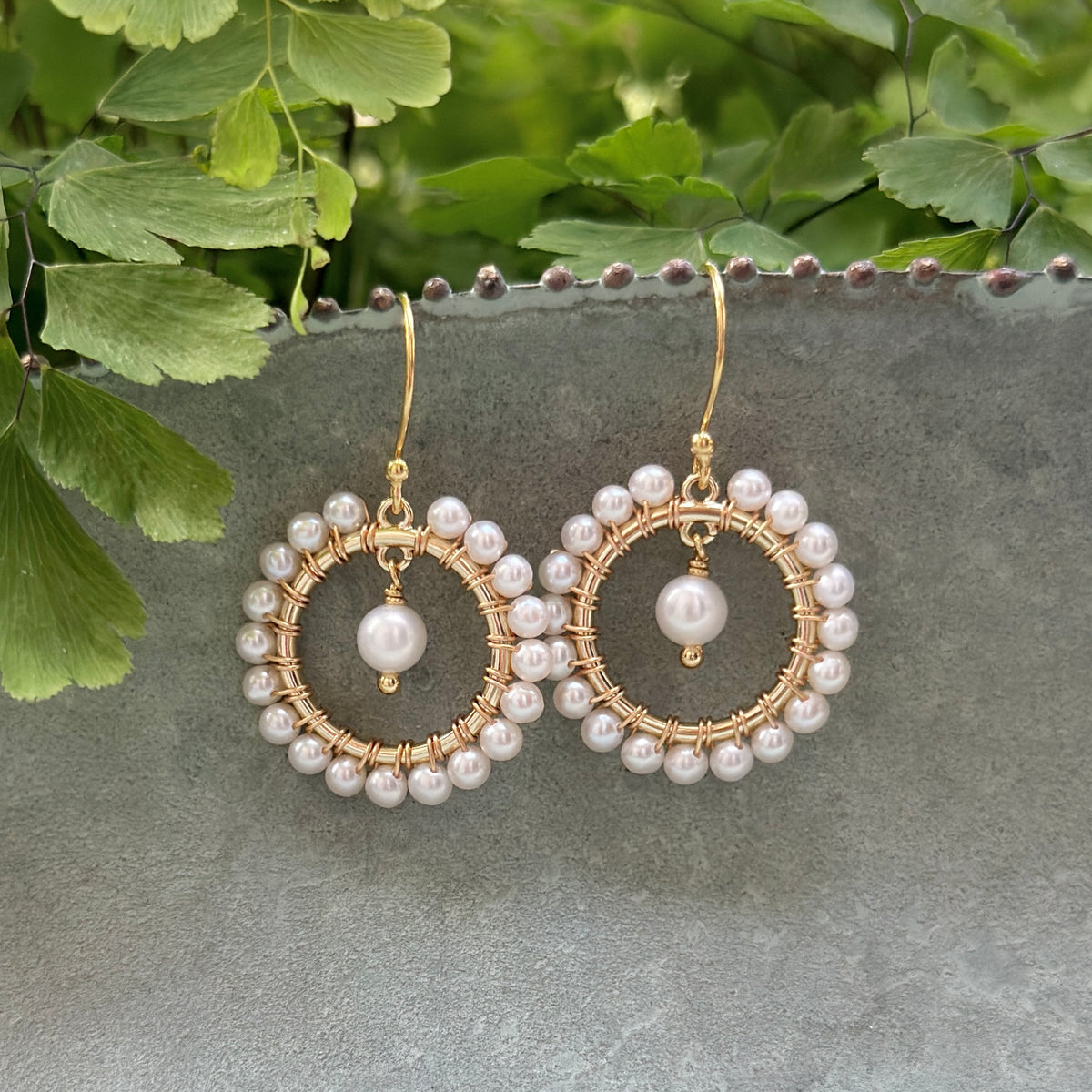 Freshwater Pearl Mini Round & Pearl Drop Beaded Earrings