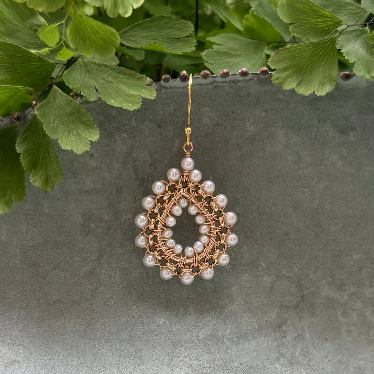 Freshwater Pearl Mini Rolo Teardrop Beaded Earrings