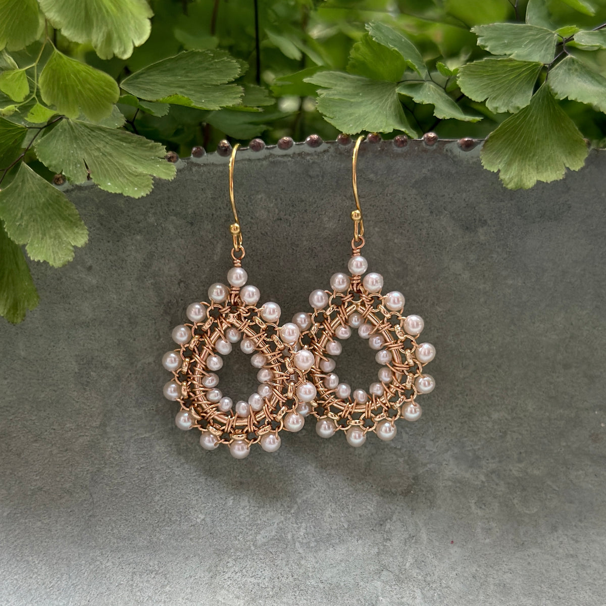 Freshwater Pearl Mini Rolo Teardrop Beaded Earrings