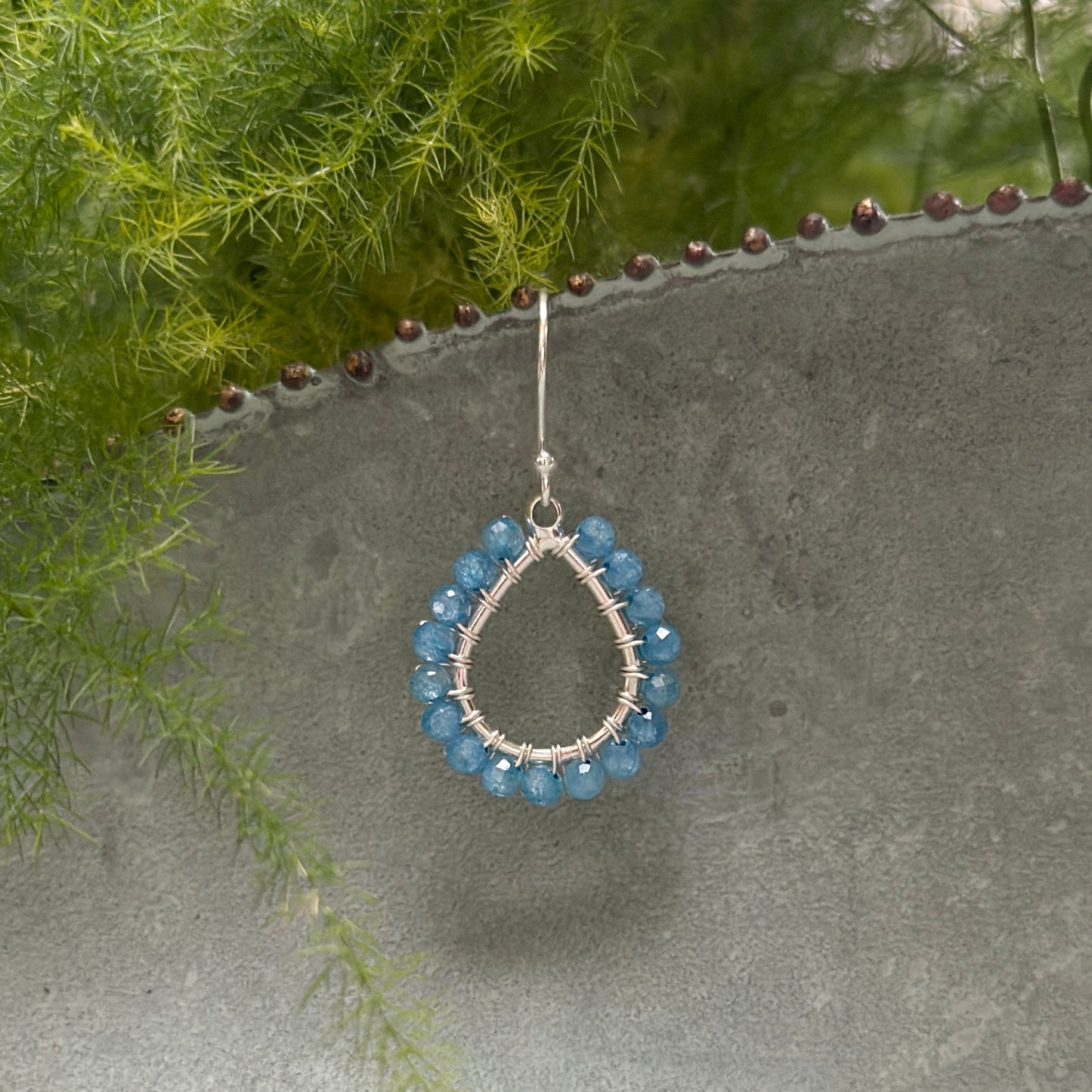 Dark Cornflower Kyanite Mini Teardrop Earrings (Silver)
