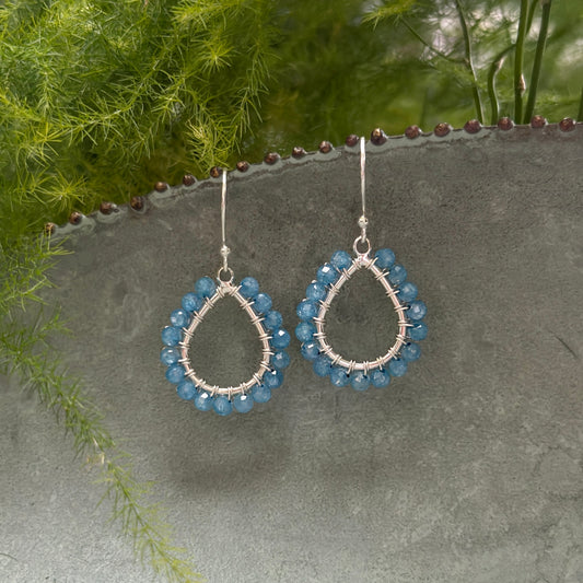 Dark Cornflower Kyanite Mini Teardrop Earrings (Silver)