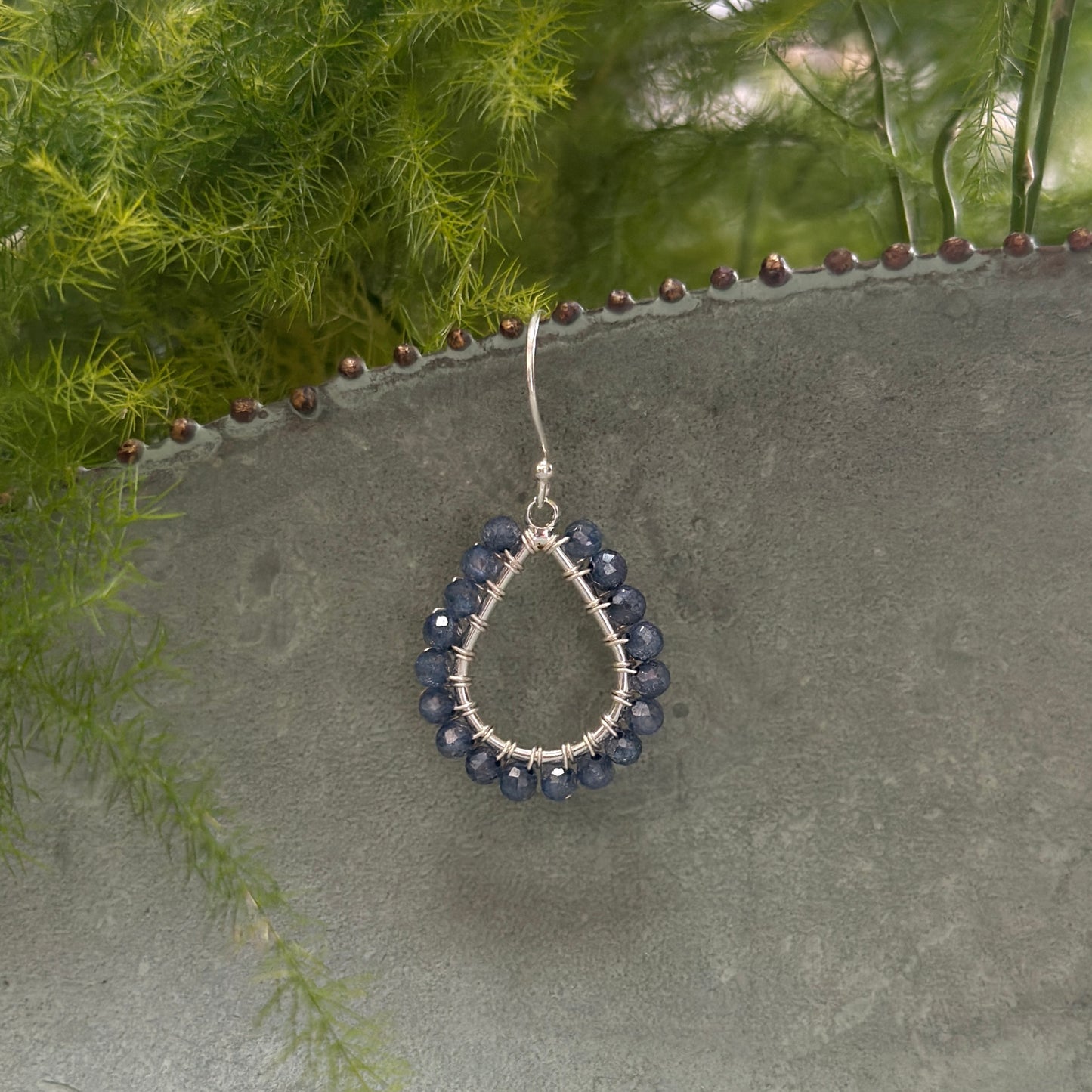 Airforce Blue Quartz Mini Teardrop Earrings (Silver)