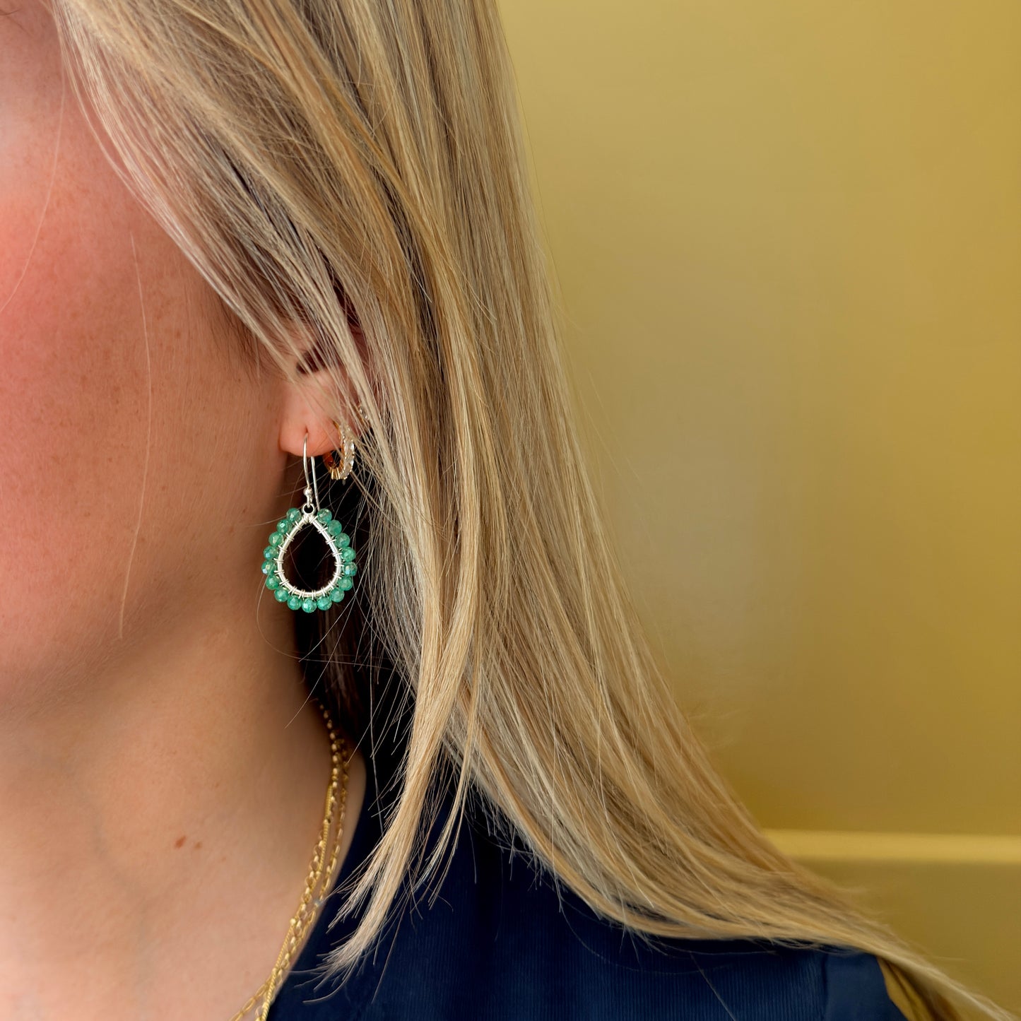 Dark Cornflower Kyanite Mini Teardrop Earrings (Silver)
