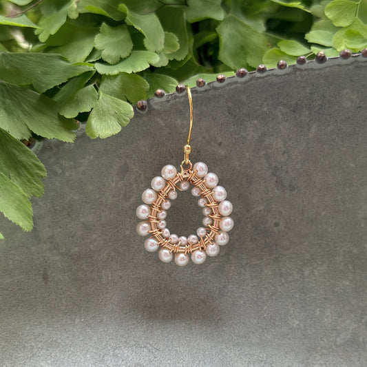 Freshwater Pearl Double Beaded Mini Teardrop Earrings