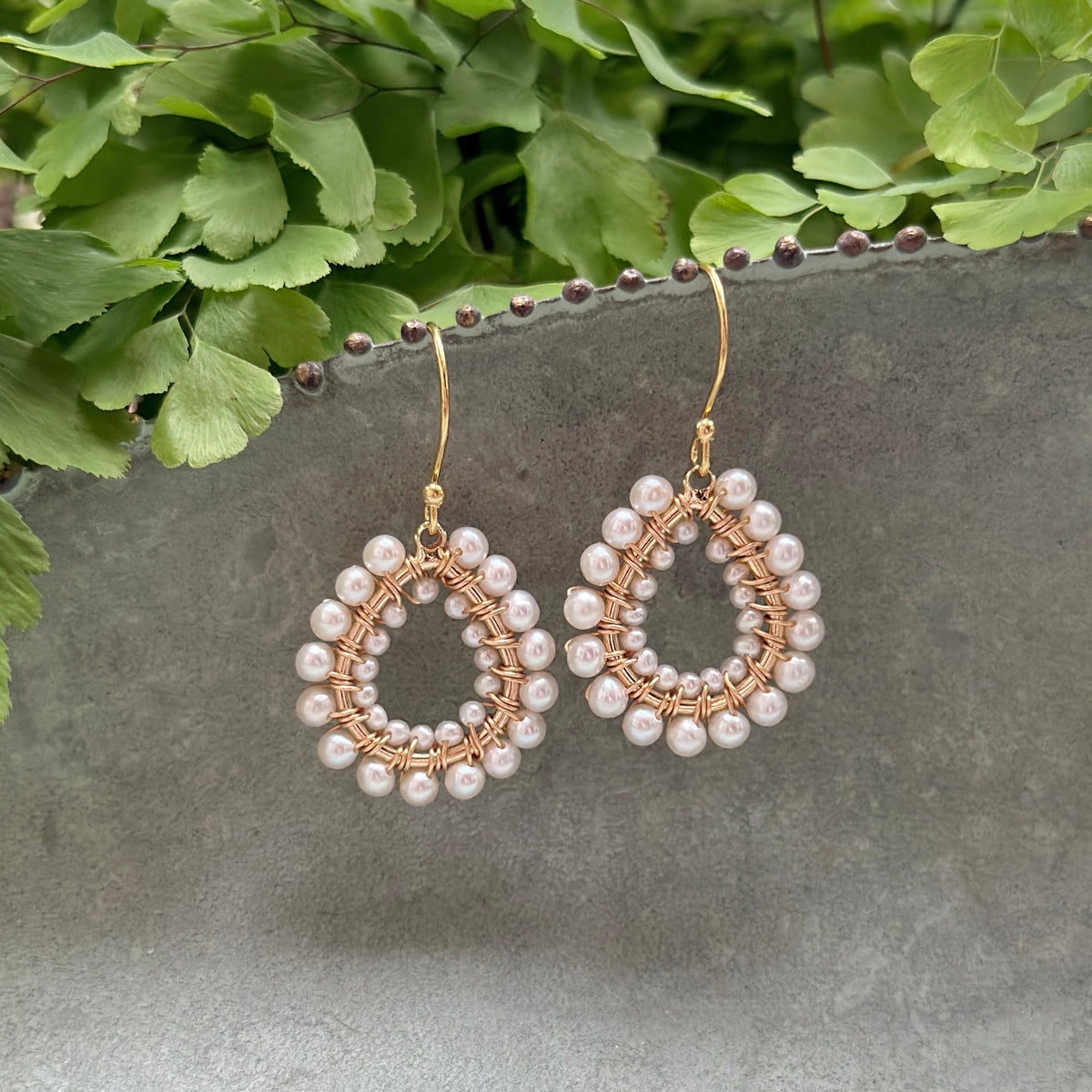 Freshwater Pearl Double Beaded Mini Teardrop Earrings