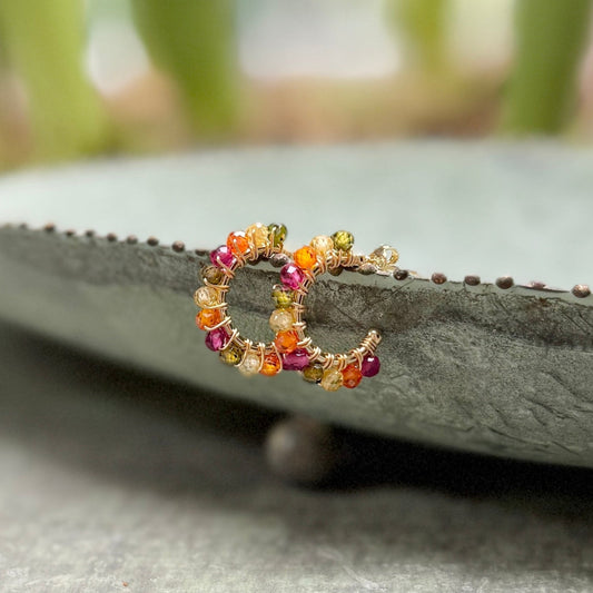 Chunky Tutti Frutti Mini Hoop Beaded Earrings