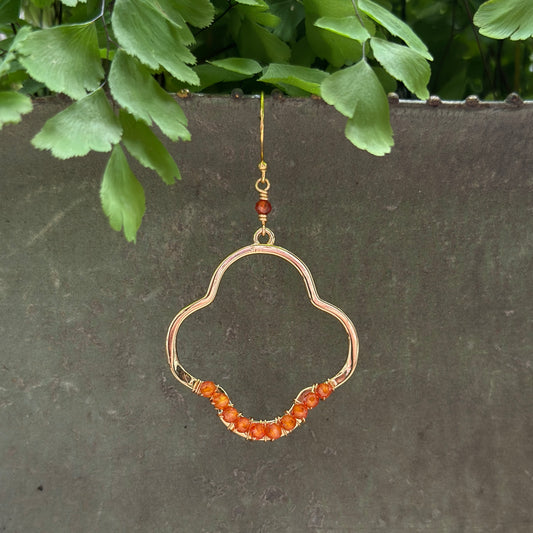 Orange Carnelian Midi Clover Earrings