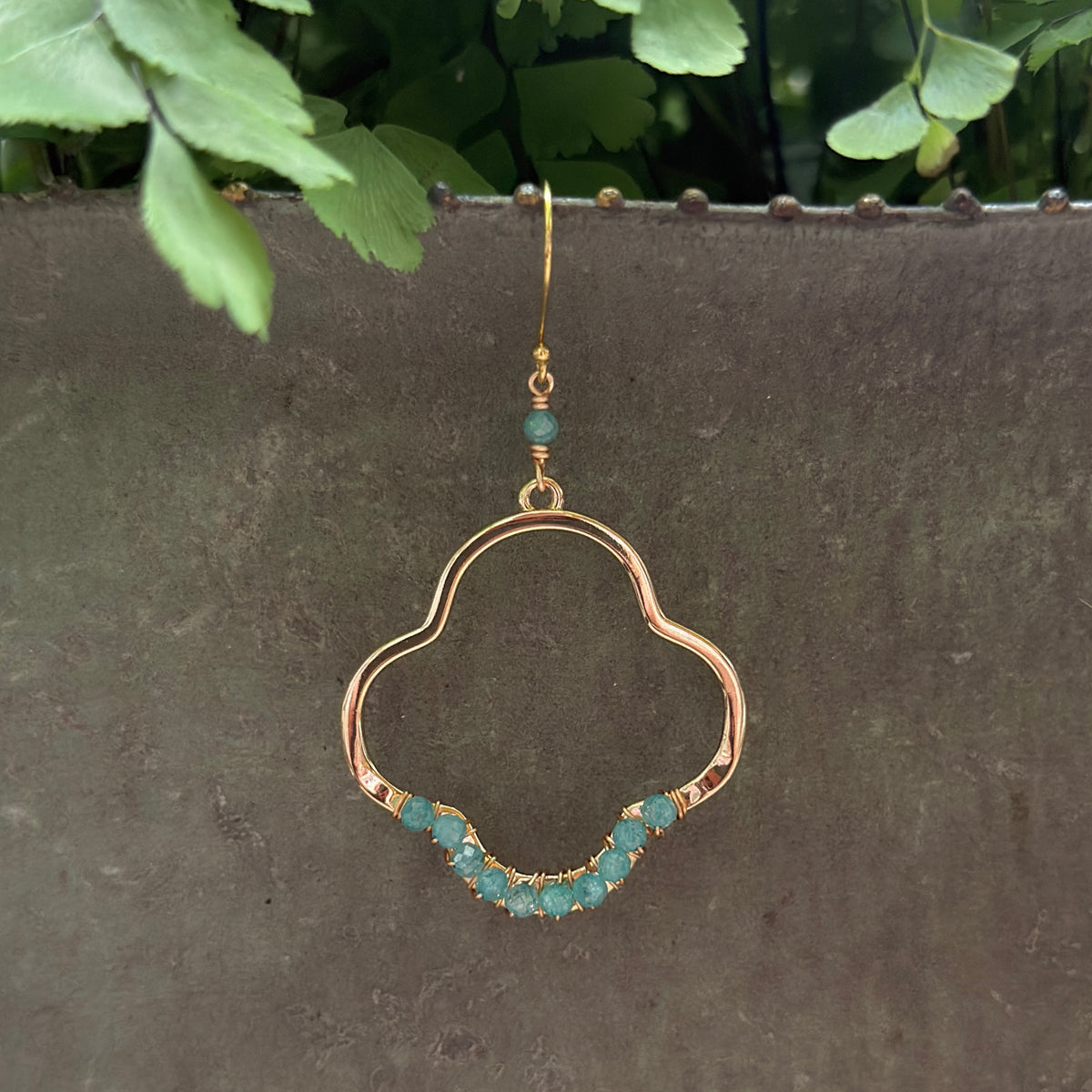 Ocean Agate Midi Clover Earrings