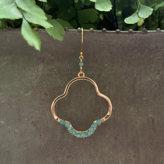 Ocean Agate Midi Clover Earrings