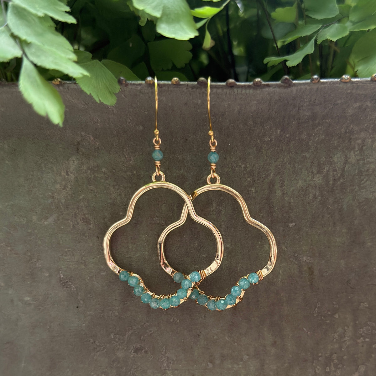 Ocean Agate Midi Clover Earrings